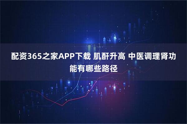 配资365之家APP下载 肌酐升高 中医调理肾功能有哪些路径